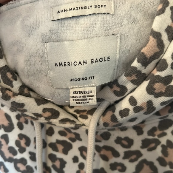 American Eagle Leopard Print Hooded Sweatshirt, XS - Picture 2 of 5